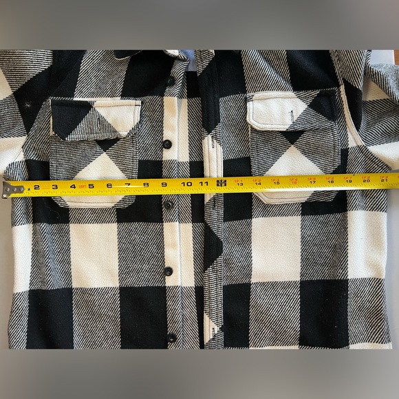 Silver Jeans Co. Wool Blend Black & White Plaid Button Up Shirt Jacket. - Picture 13 of 13
